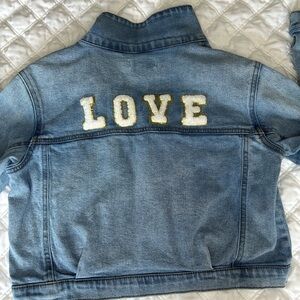 Gianni Bini Blue Denim Jacket with LOVE Patch